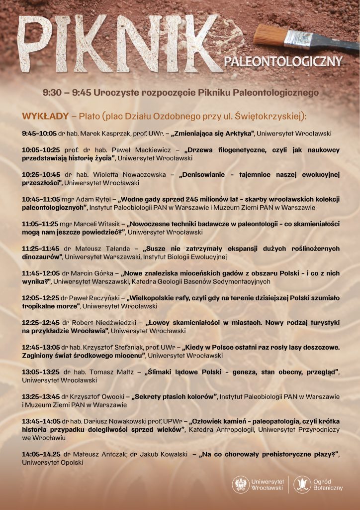 Plan wykładów podczas Pikniku Paleontologicznego 2025